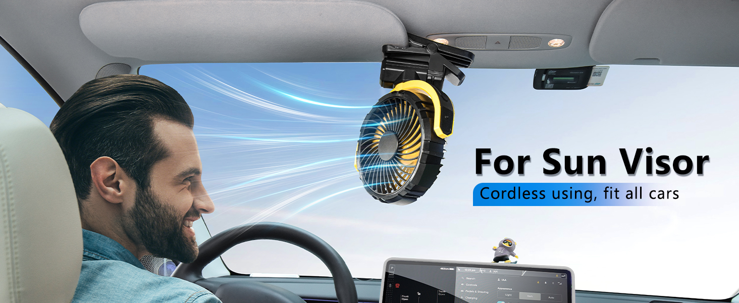 xuenair clip on fan for car roof handles visor headrest backseat backs seat