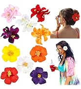 10 Pcs Hawaiian Flower Hair Clips for Women, Plumeria Hibiscus Hair Clips, Artificial Flower Clip...