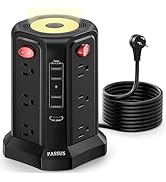 Surge Protector Power Strip with 5 USB Ports(1 USB C PD20W), 2nd Generation PASSUS Power Strips w...