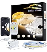 MIWISE CCT COB LED Strip Light Tunable White,20ft/6.1m Dimmable 2700K-6500K CRI90+ 24V LED Tape L...