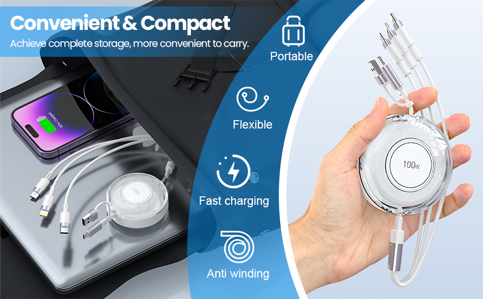 5-in-1 Retractable Charging Cable