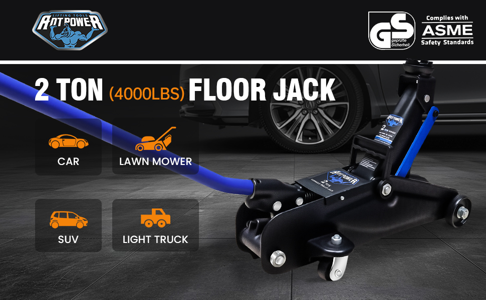 ANTPOWER 2 Ton Floor Jack,Made of Durable Carbon Steel with Wheels for Secure Lifting Floor Jack