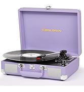 Vinyl Record Player Vintage 3-Speed Bluetooth Suitcase Portable Turntables with Built-in Speakers...