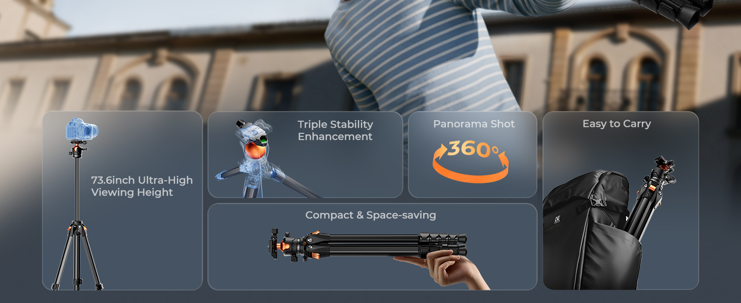 K&amp;amp;F CONCEPT 73&amp;#34; Aluminum Compact Camera Tripod