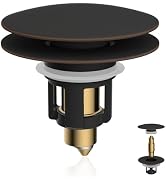 iFealClear Universal Bathroom Sink Stopper, Pop Up Sink Drain Strainer with Hair Catcher Basket, ...