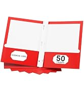 50 Packs 2-Pocket Folder,File Folder Letter Size,Paper Two Pocket Folders with Prongs,Red Pocket ...