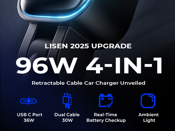 96W Retractable Car Charger