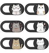 PRESSINART 6Pcs 6 Styles Cat Camera Cover Slide Cute Animal Design Privacy Guard Webcam Protector...