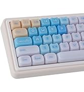 TYRIXKI Ceramic Jade Sea Salt Cat Keycaps, 148 Keys Translucent Blue Creamy Cute Jelly Keycaps Ma...