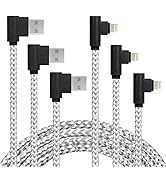 APFEN 90 Degree Gaming Charging Cord, 3 Pack 6FT/2M 90 Degree Elbow Game Video Watching Compatibl...