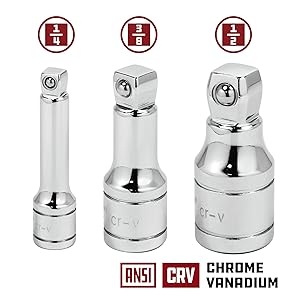 Powerbuilt 3 Piece 3/8" Drive Wobble Socket Extension Bar Set