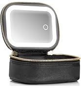 Extrei Gent Small Makeup Bag Travel Train Case with Mirror and Light Mini Travel Makeup Train Cas...