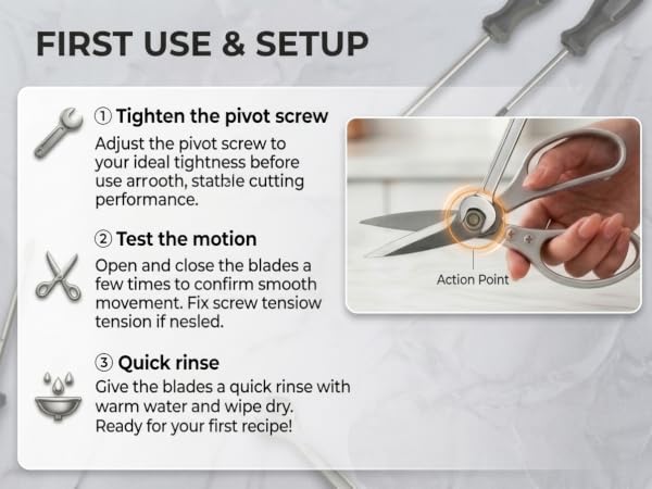 Kitchen scissors first use setup guide