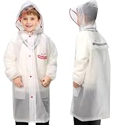 ANYOO Unisex Kids Rain Poncho Waterproof &amp; Lightweight Raincoats with Pocket and Hood Jacket Coat...