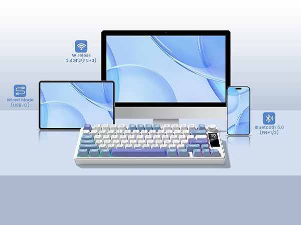 womier gaming keyboard, 3-connectivity modes