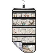 MISSLO Hanging Jewelry Organizer Travel Foldable Jewelry Roll Storage Case with 14 Cotton Zippere...
