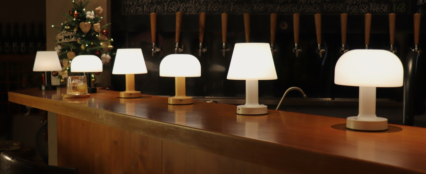 small mushroom LED table lamp rechargeable and cordless