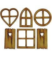 ZGLUZP 6Pcs Wooden Fairy Garden Door, Blank Fairy House Door and Windows Ornaments Tree Statues f...