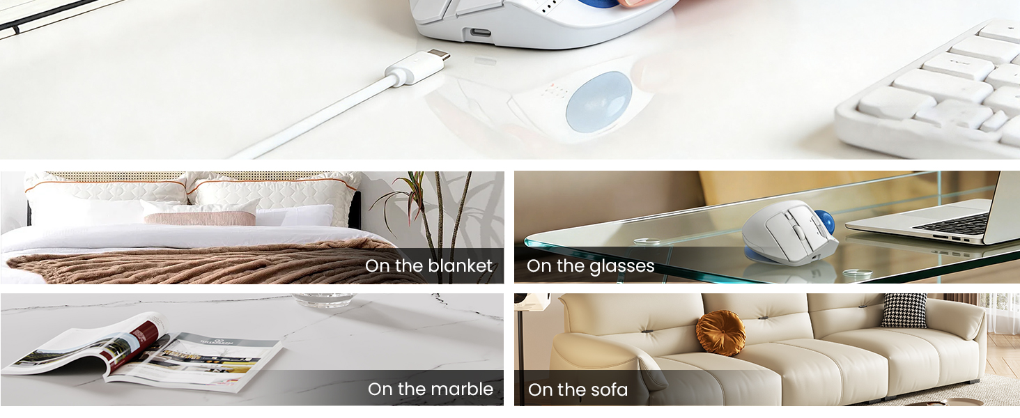 Wireless Trackball Mouse, Ergonomic Bluetooth Rechargeable Computer Mouse