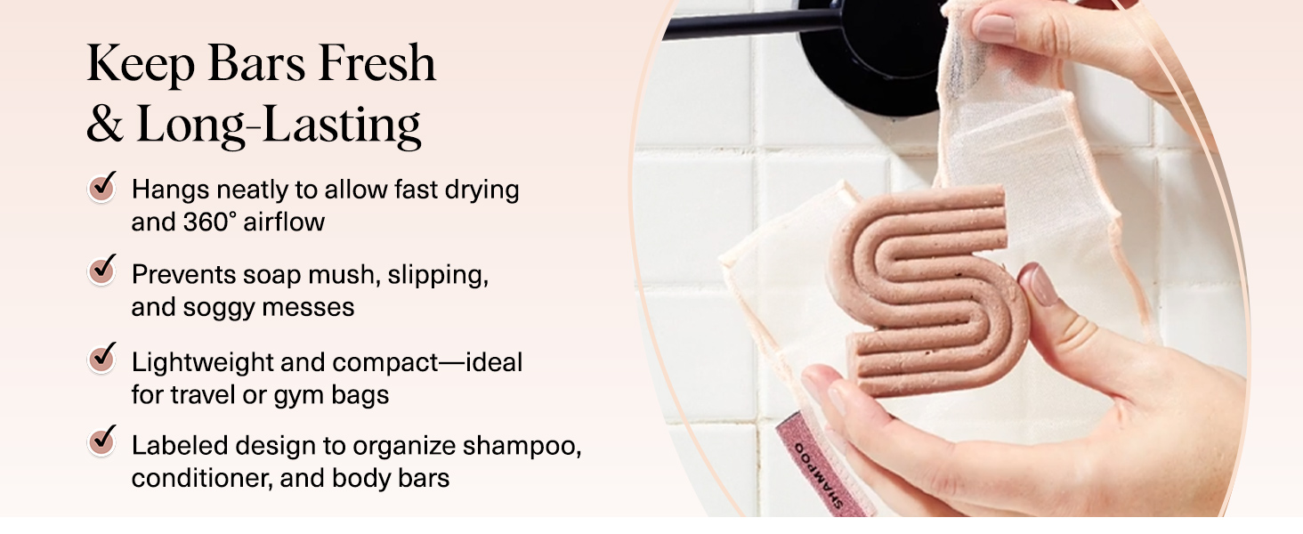 Kitsch Bar Soap Saver Bag 2pc Set - Blush &amp;amp; Terracotta
