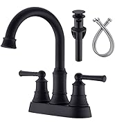Matte Black Bathroom Faucet 2 Handle Lavatory Brass Vanity Sink Faucet 360° Swivel Spout 4 Inch C...