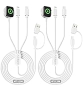 2 Pack Multi Charging Cable 3 in 2 for iWatch Charger USB C/A Travel Essentials Fast Charging Com...
