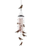 Gardenvy Bird Wind Chimes, Metal Birds Bells Chime with 4 Hollow Aluminum Tubes for Garden Backya...