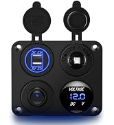 Nilight 4 in 1 ON OFF Charger Socket Panel Dual USB Charger Power Outlet LED Voltmeter Cigarette ...