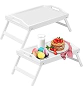Artmeer Bed Tray Table with Foldable Legs,Bamboo Breakfast Tray with Handles Ideal for Sofa, Bed,...