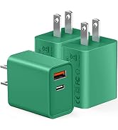 20W USB C Fast Charger, 3Pack Durable Dual Port PD 3.0 with USB A Wall Charger Block for iPhone, ...