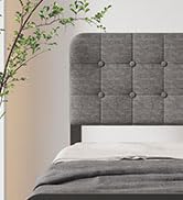 Lutown-Teen 12 Inch Twin Bed Frames with Upholstered Headboard and Metal Footboard, No Box Spring...