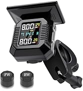 Motorcycle Wireless Tire Pressure Monitoring System, Motorcycle TPMS with 2 External Sensors, LCD...