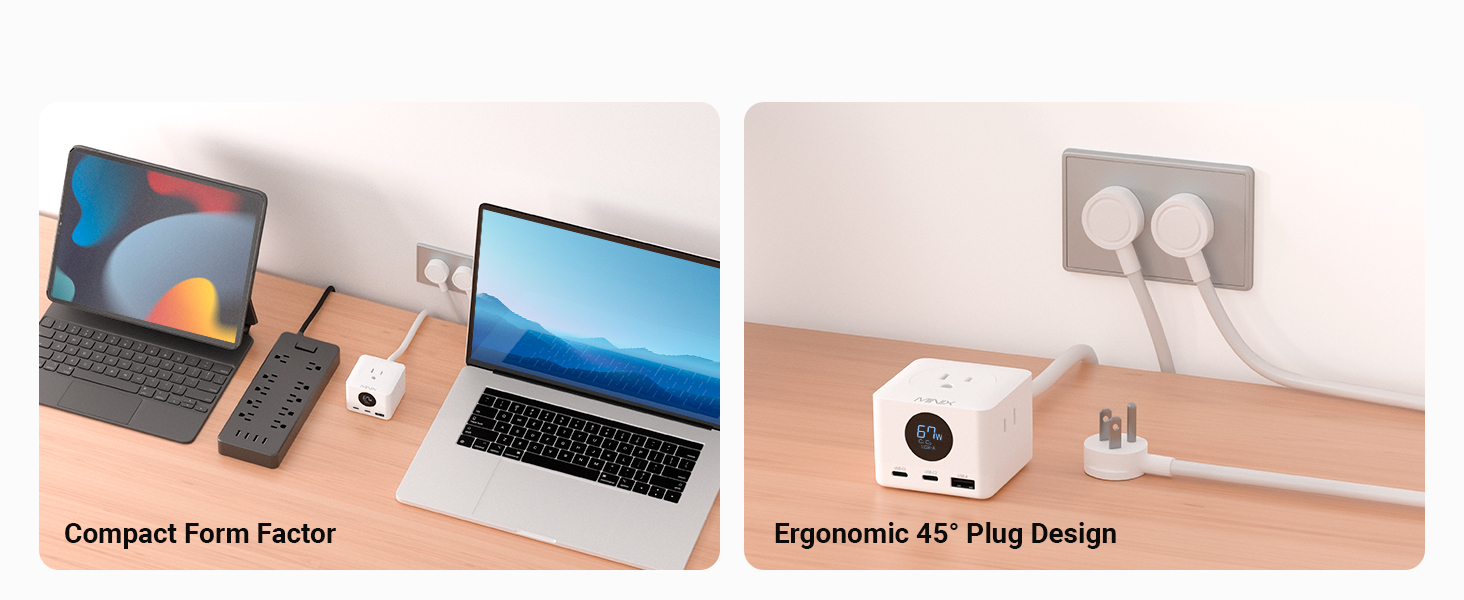 Minix ergonomic 45 degree plug design