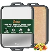 Titanium Cutting Board for Kitchen, Double Sided Pure Titanium and Wood Fiber Cutting Board with ...