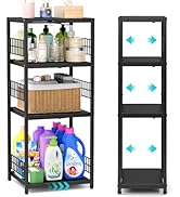 DAOUTIME Expandable Slim Storage Shelf, 4 Tier Metal Shelving Unit for Bathroom Storage Organizer...