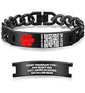Theluckytag Upgraded Medical Bracelets with QR Code for Women Men Medical Alert Id Bracelet - Ste...