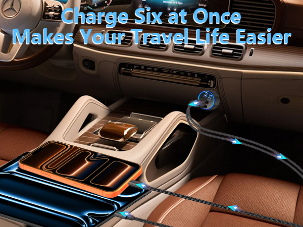 MFi Certified iPhone 17 Car Charger 6Port 120W USB-C&amp;amp;USB-A Power Cigarette Lighter USB-C Car Charge