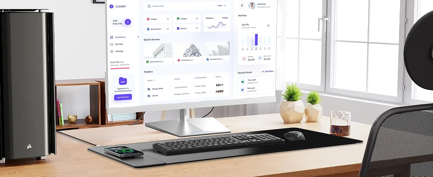 magnetic wireless charging mouse pad