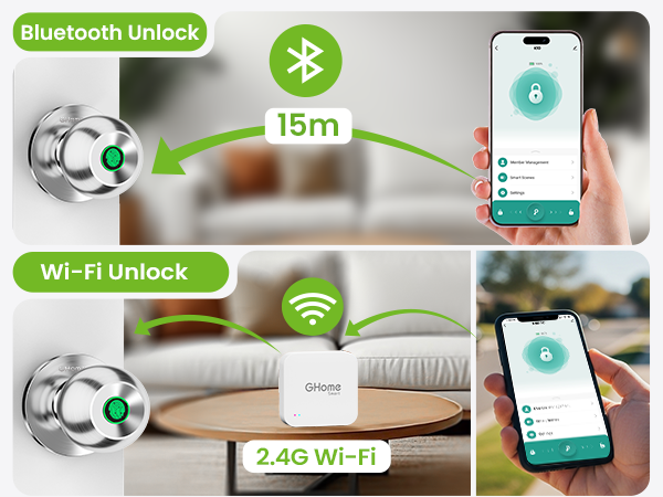 ghome smart door knob front door keypad fingerprint