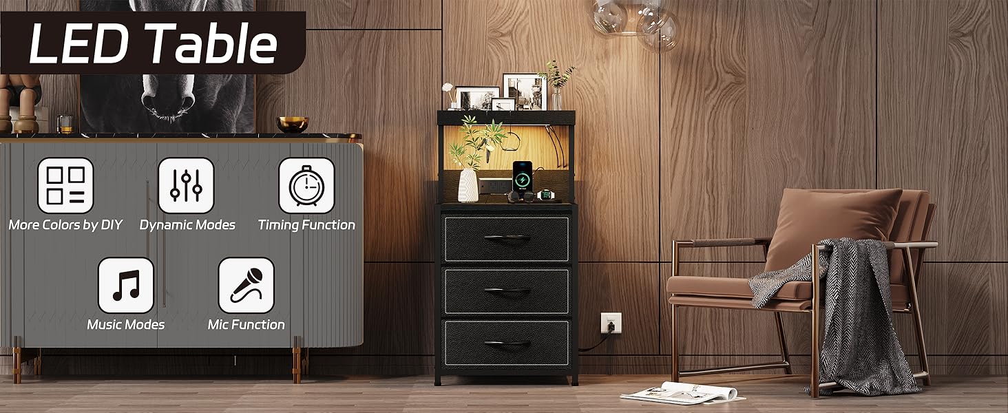 LED end table small table for home: more light function