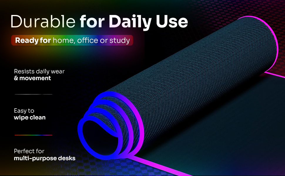 RGB Mouse Pad for gamers, office and studio