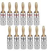 WGGE WG-009 Banana Plugs Audio Jack Connector 6 Pairs / 12 pcs, 24k Gold Dual Screw Lock Speaker ...