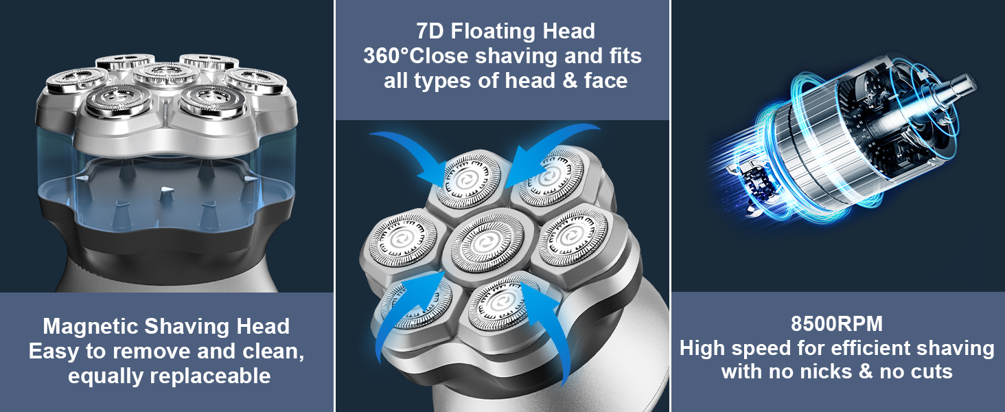 Head Shavers for Bald Men,travel shaver for bald men,7D electric shaver for bald men,bald razor mens