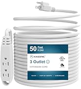 50-Feet 3 Outlet Extension Cord, Kasonic UL Listed, 16/3 SJTW 3-Wire Grounded, 13 Amp 125 V 1625 ...