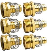 Hourleey Garden Hose Repair 1/2 Inch, Aluminum Mender Hose Connector Fitting with Clamp, Fit 1/2"...
