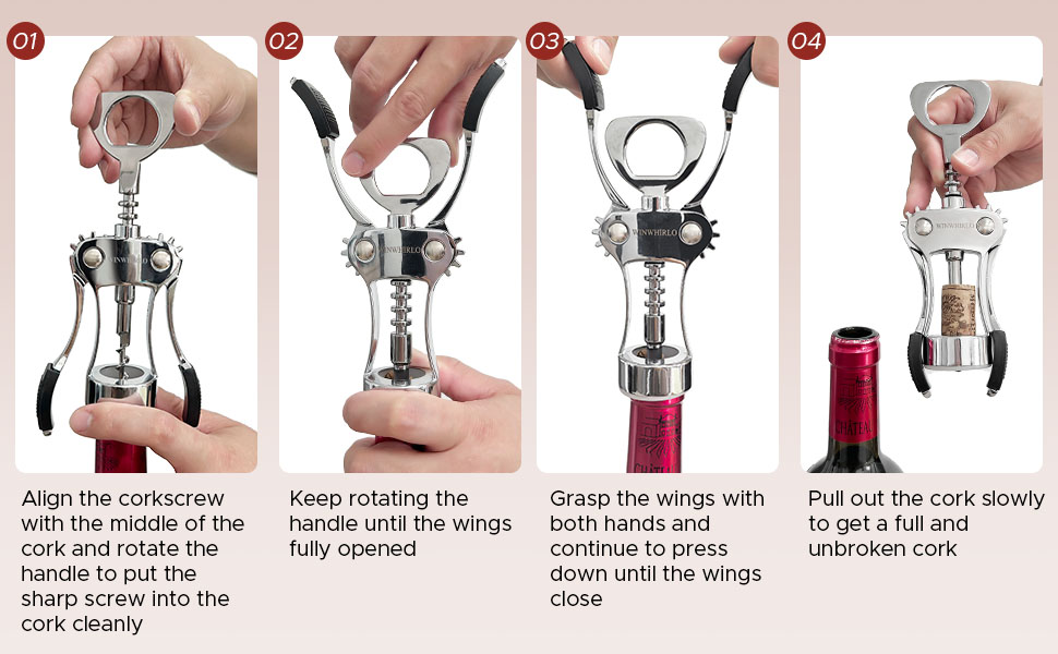 Upgraded Zinc Alloy Wing Corkscrew Wine Opener