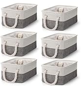 Dicunoy 6 Pack Storage Baskets for Organizing, Small Cloth Basket Bins with Handles, Empty Gift B...