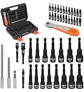 HORUSDY 47Pcs Nut Driver Set SAE and Metric, Impact Magnetic Nut Driver for impact drill, Socket ...
