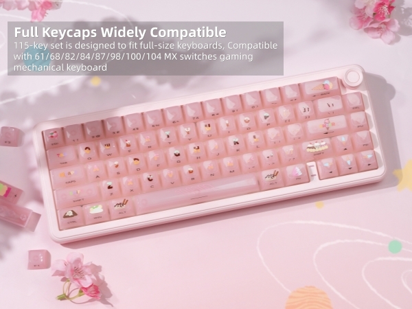 Womier Keyboard Keycaps Jelly - Ceramic Keycaps Style, Clear Ice-Cream Pink Cute Key cap