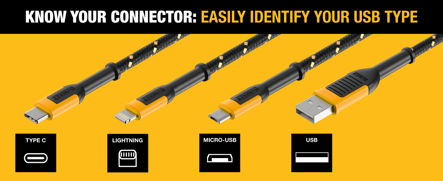 Dewalt Mobile Solutions Extra Long USB C Cable (20 ft/6M)